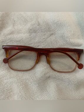 l.a. Eyeworks Gio Acetate Red Square RX Eyeglasses Handmade in Japan Unisex